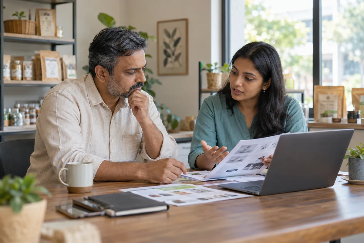 A founder and sales adviser discuss a customer proposal