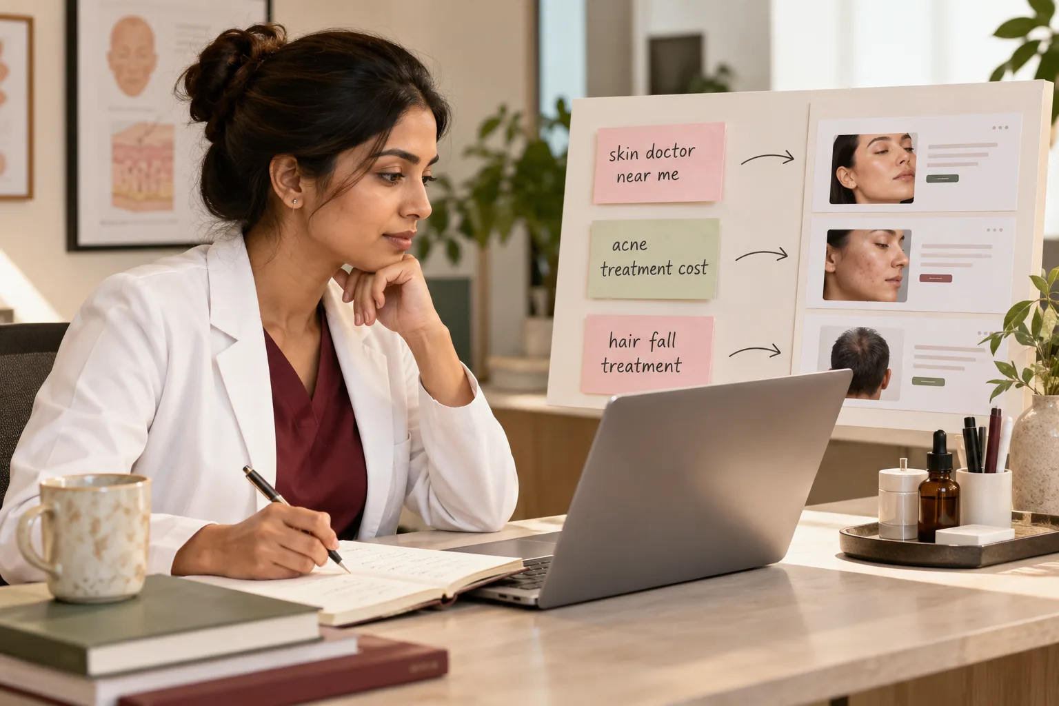 Editorial illustration for Keyword research for dermatology clinics: the words patients type