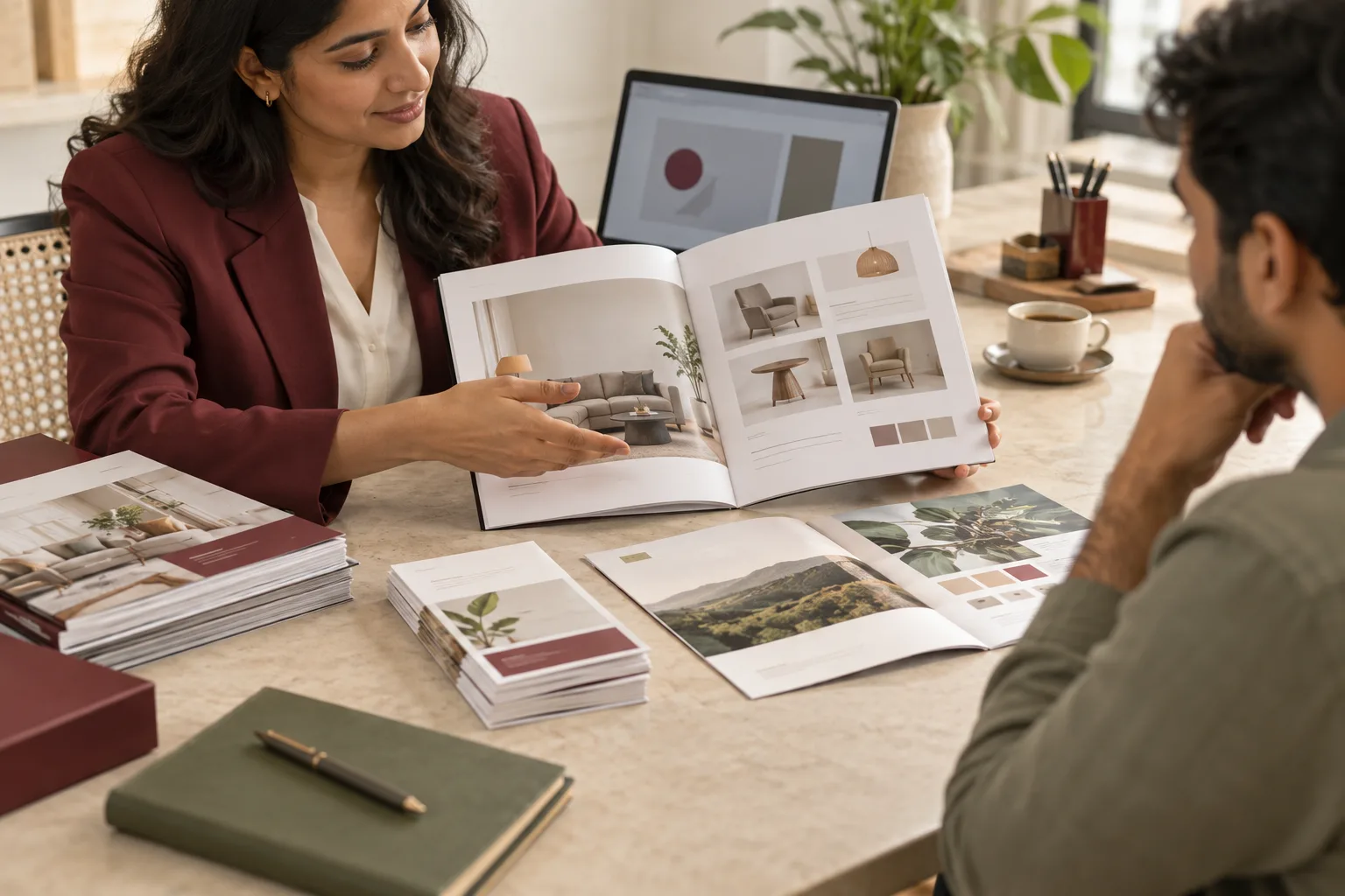 Editorial illustration for Brochures, catalogues and marketing materials
