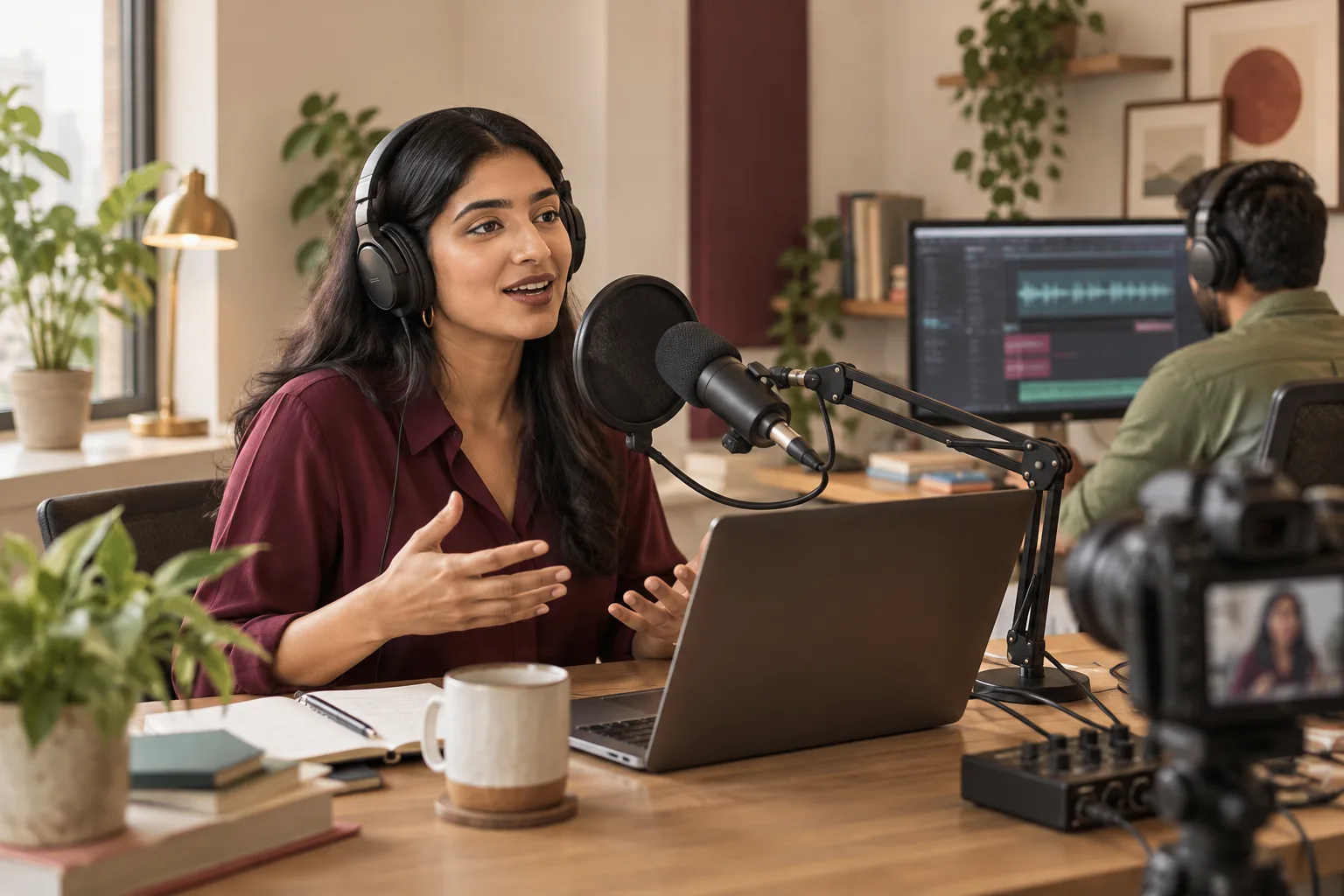 Editorial illustration for Podcast production and marketing